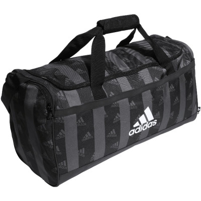 Torba adidas Linear Duffel M GFX U szaro-czarna HT6934