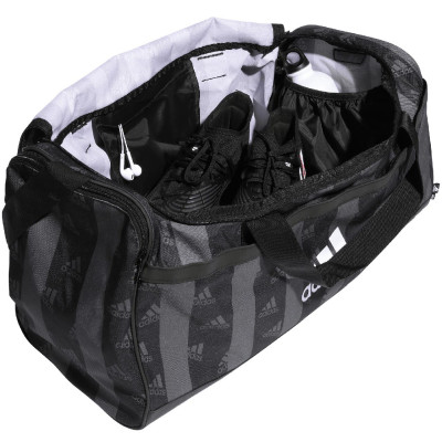 Torba adidas Linear Duffel M GFX U szaro-czarna HT6934