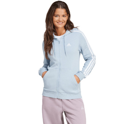 Bluza damska adidas Essentials 3-Stripes Full-Zip Fleece błękitna IR6076