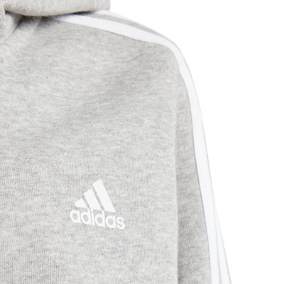 Bluza dla dzieci adidas Essentials 3-Stripes Fleece Full-Zip Hoodie szara IS3241