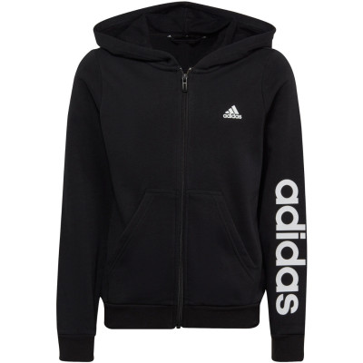 Bluza dla dzieci adidas Essentials Linear Logo Full-Zip Hoodie czarna IC3584