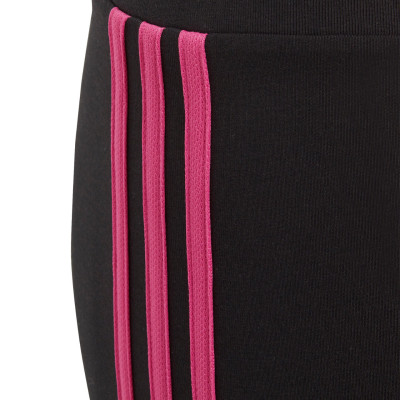 Legginsy dla dzieci adidas Essentials 3-Stripes Cotton Tights czarno-różowe IC3627