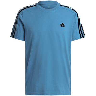 Koszulka męska adidas Essentials Single Jersey 3-Stripes Tee niebieska IS1338