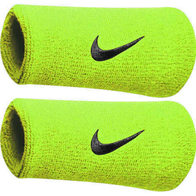 Frotka na rękę szeroka Nike Swoosh Doublewide Wristbands limonkowe 2szt NNN05710