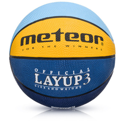 Piłka koszykowa Meteor LayUp 3 błękitno-żółto-niebieska 07082