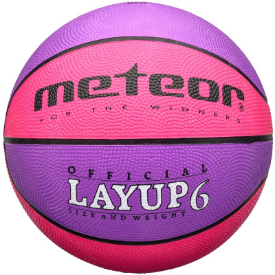 Piłka koszykowa Meteor Layup różowo-fioletowa 07088