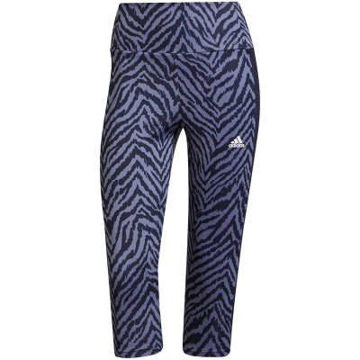 Legginsy damskie adidas Designed to Move High-Rise Sport Zebra Capri Tights fioletowo-czarne GT0133