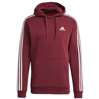 Bluza męska adidas 3-Stripes Fleece Hoodie bordowa H12187