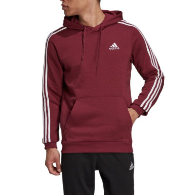 Bluza męska adidas 3-Stripes Fleece Hoodie bordowa H12187