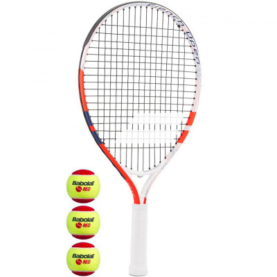 Rakieta do tenisa ziemnego Babolat Roland Garros Kit RG/FO 21 + 3 piłki Red Felt biało-pomarańczowo-