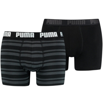 Bokserki męskie Puma Heritage Stripe Boxer 2P szare, czarne 907838 05