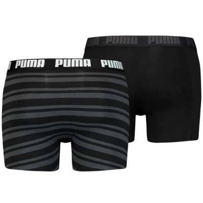 Bokserki męskie Puma Heritage Stripe Boxer 2P szare, czarne 907838 05