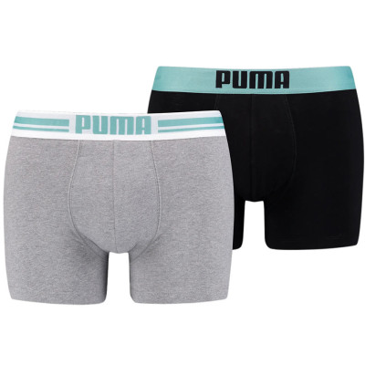 Bokserki męskie Puma Placed Logo Boxer 2P szare, czarne 906519 14