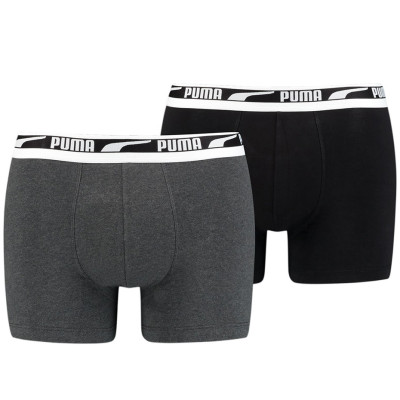 Bokserki męskie Puma Multi Logo Boxer 2P szare, czarne 935533 01