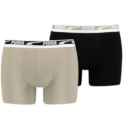 Bokserki męskie Puma Multi Logo Boxer 2P piaskowe, czarne 935533 04