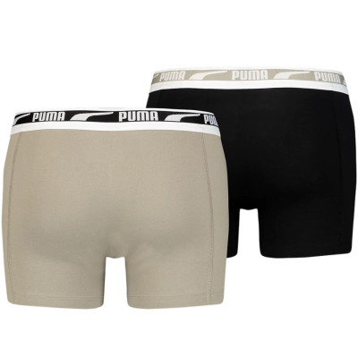 Bokserki męskie Puma Multi Logo Boxer 2P piaskowe, czarne 935533 04