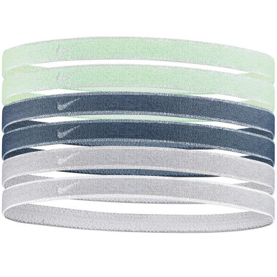 Opaski na włosy Nike Swoosh Sport Headbands 6 szt. miętowe, niebieskie, szare N1002008316OS