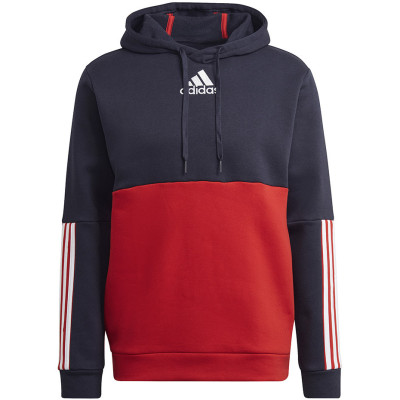 Bluza męska adidas Essentials Colorblock Fleece Hoodie granatowo-czerwona HL1983