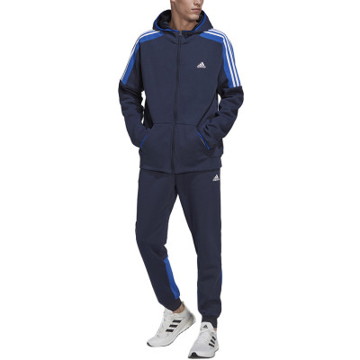 Dres męski adidas Fleece Colorblock granatowo-niebieski HK4463